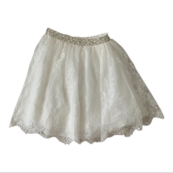 White Lace Alyce Paris Beaded Skirt - Picture 1 of 3